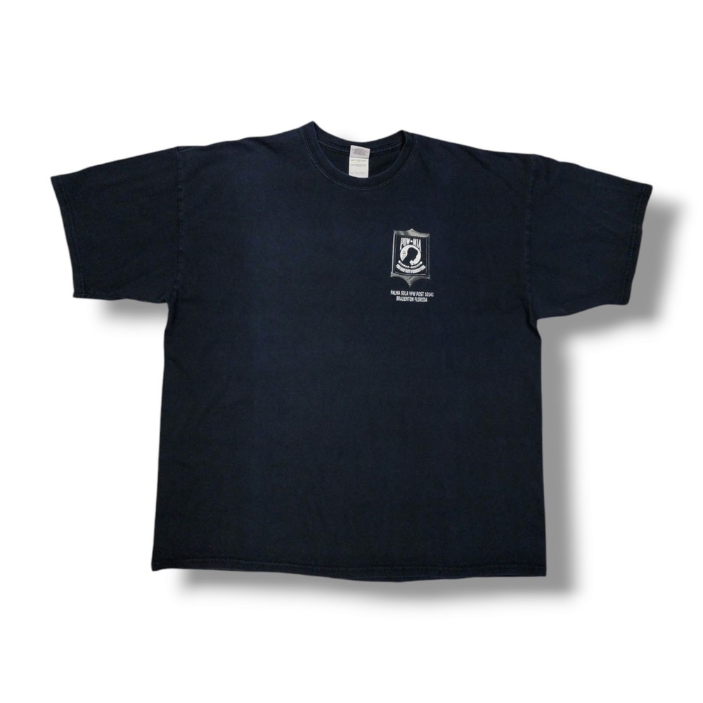 POW MIA Palma Sola VFW Post 10141 Double-Sided Black Gildan T-Shirt Men's 2XL